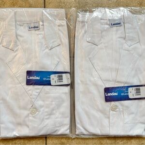 2-Pack Landau Men's Essential White Lab Coat Relaxed Fit Size 36 FAST SHIPPING